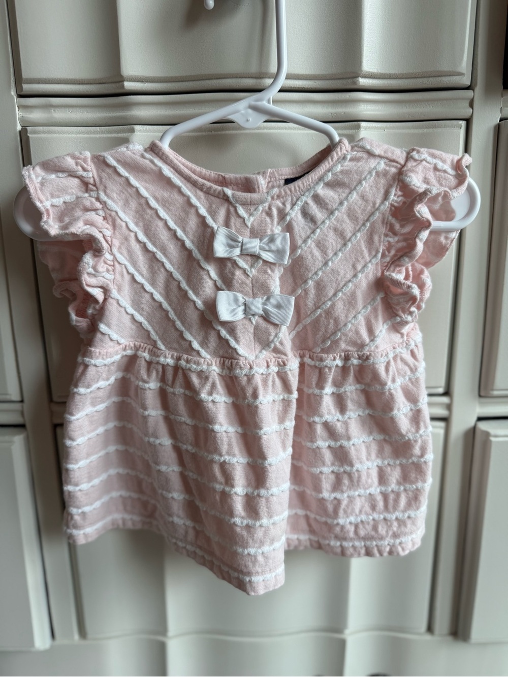 Janie and Jack Light Pink Ruffle Bow Knit Top